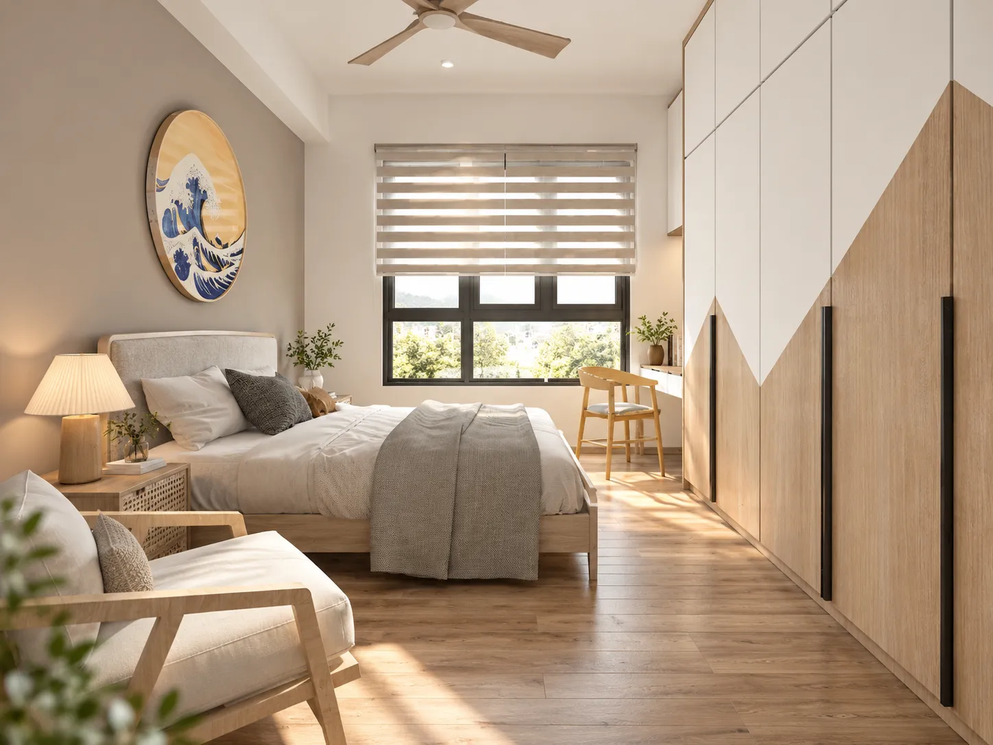 Bedroom with built-in wardrobe